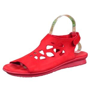 Arche Sorako Womens 40 Red Leather Flat Sandals Comfort Casual Cutout
